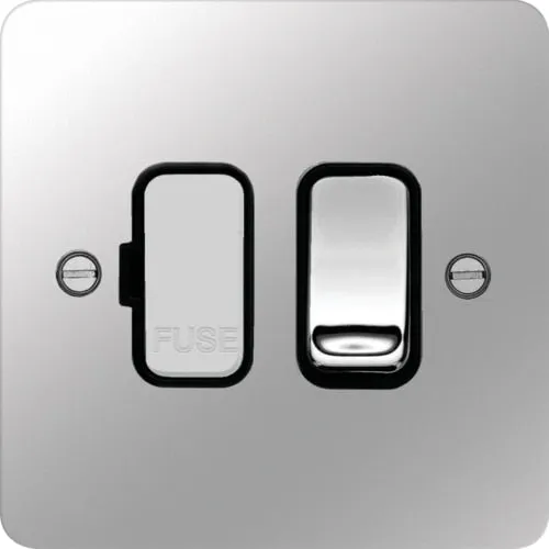 Hager WFSSU83PSB Sollysta Flat Plate 13A Fused Connection Unit Switched - Polished Steel   Black Insert