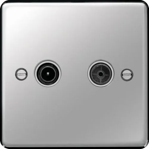 Hager WRDXPSW Sollysta Raised Plate TV & FM/DAB Outlet - Polished Steel   White Insert