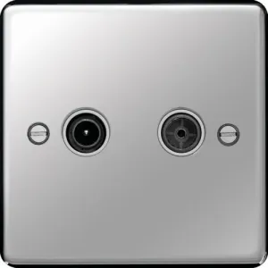 Hager WRDXPSW Sollysta Raised Plate TV & FM/DAB Outlet - Polished Steel   White Insert