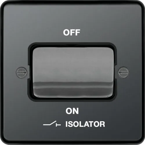 Hager WRPS3PIBNB Sollysta Raised Plate 3 Pole Isolator Switch - Black Nickel   Black Insert