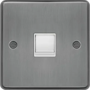 Hager WRRJ45BSW Sollysta Raised Plate RJ45 Socket - Brushed Steel   White Insert