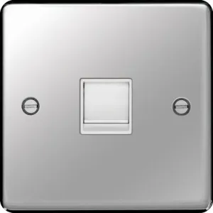 Hager WRRJ45PSW Sollysta Raised Plate RJ45 Socket - Polished Steel   White Insert