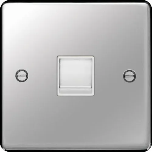 Hager WRRJ45PSW Sollysta Raised Plate RJ45 Socket - Polished Steel   White Insert