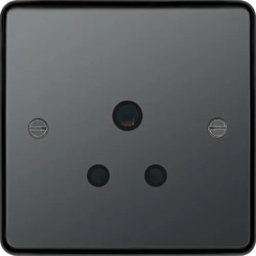 Hager WRS51BNB Sollysta Raised Plate 5A 1G Unswitched Socket - Black Nickel   Black Insert