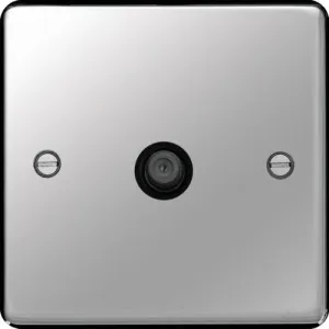 Hager WRSATPSB Sollysta Raised Plate F Type Satellite Outlet - Polished Steel   Black Insert