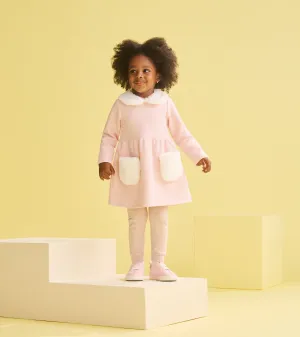 Hatley Pink Herringbone Dress with Fur