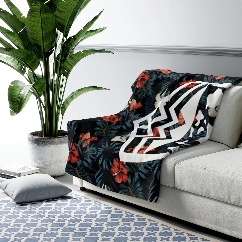 Hawaii Floral Shield Fleece Blanket