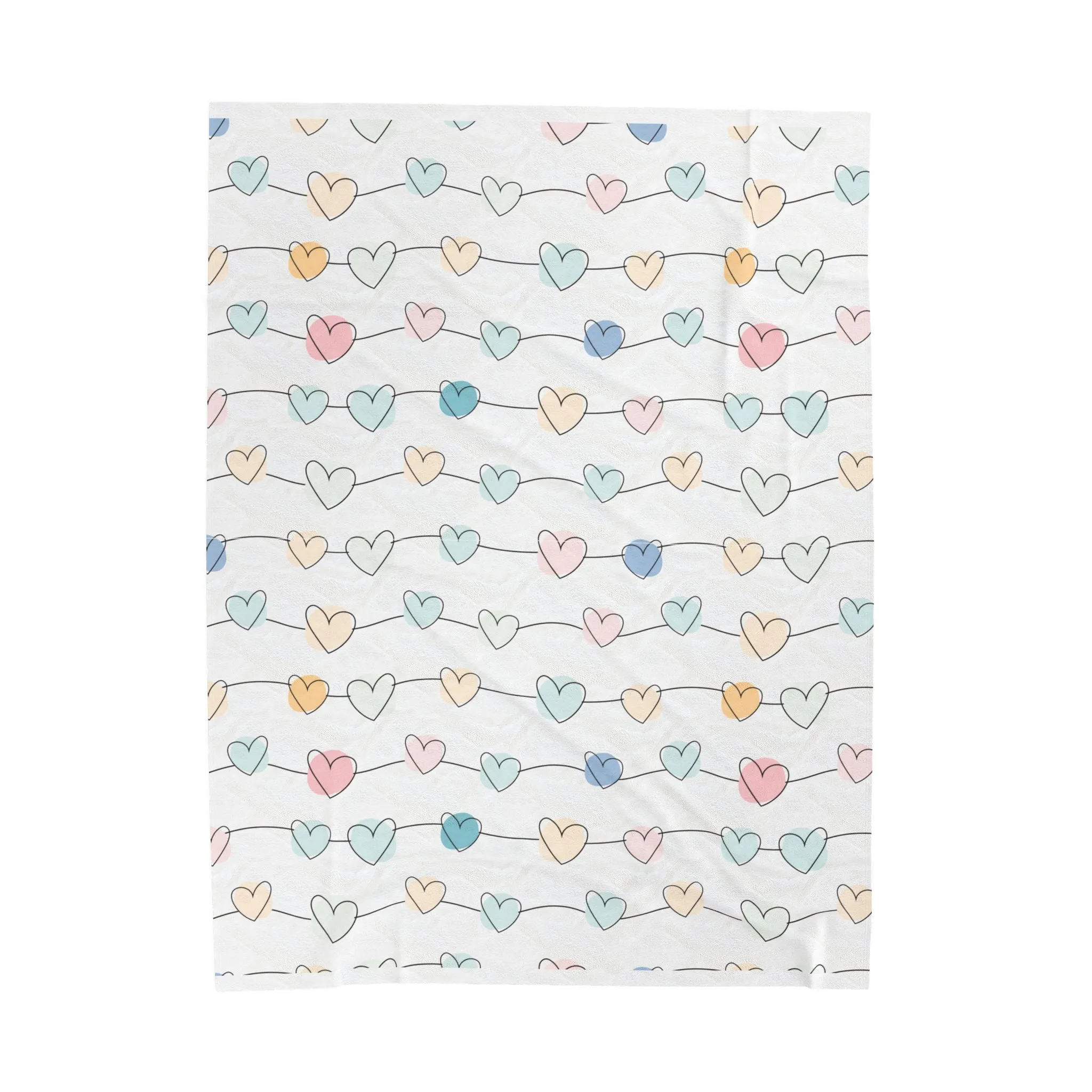 Heart Printed Plush Cozy Throw Blanket