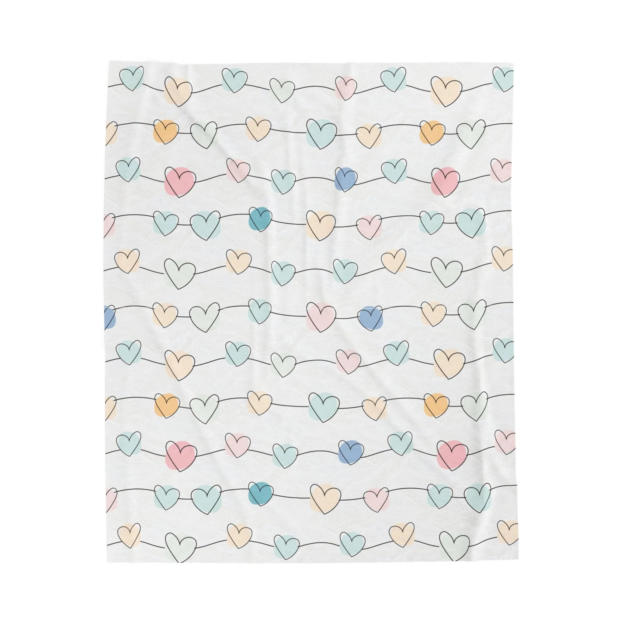 Heart Printed Plush Cozy Throw Blanket