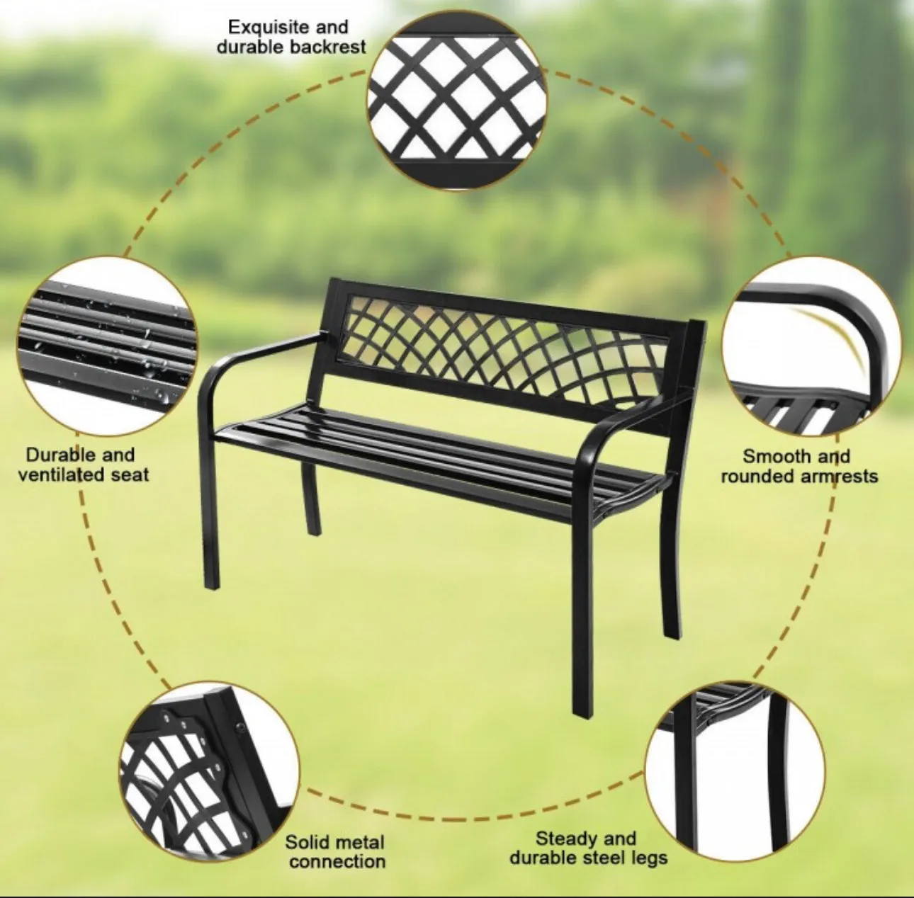 Heavy Duty Bench Steel Frame Deck For Outdoor Patio Deck