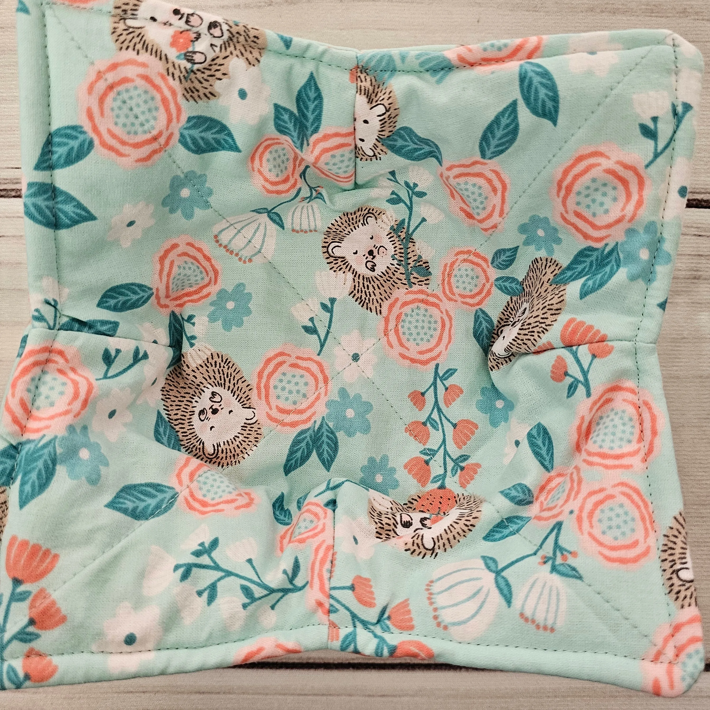 Hedgehogs and Roses - Reversible 100% Cotton Bowl Cozy