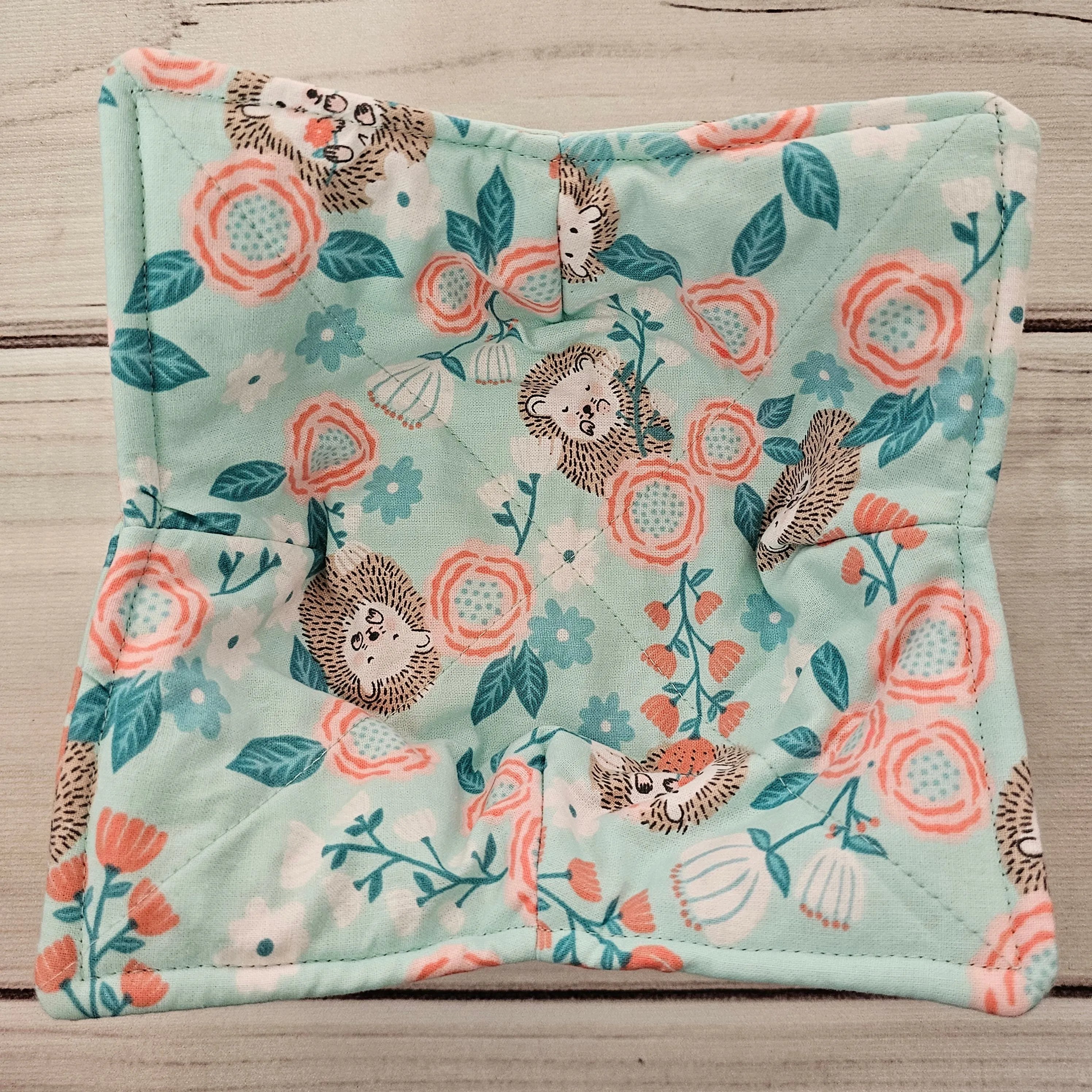 Hedgehogs and Roses - Reversible 100% Cotton Bowl Cozy