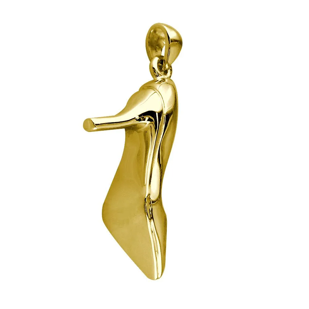 High Heel Shoe, Pump Charm in 14K Yellow Gold