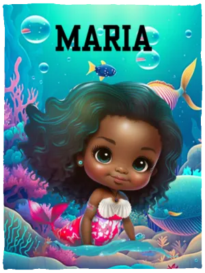 Hispanic Mermaid Personalized Cozy Plush Fleece Blanket - 30x40