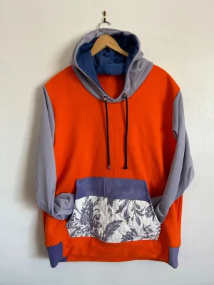 Hoodie- Partially Up-cycled  Orange & Lavender