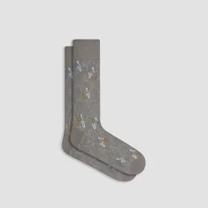Houndstooth Cashmere Mid-Calf Socks