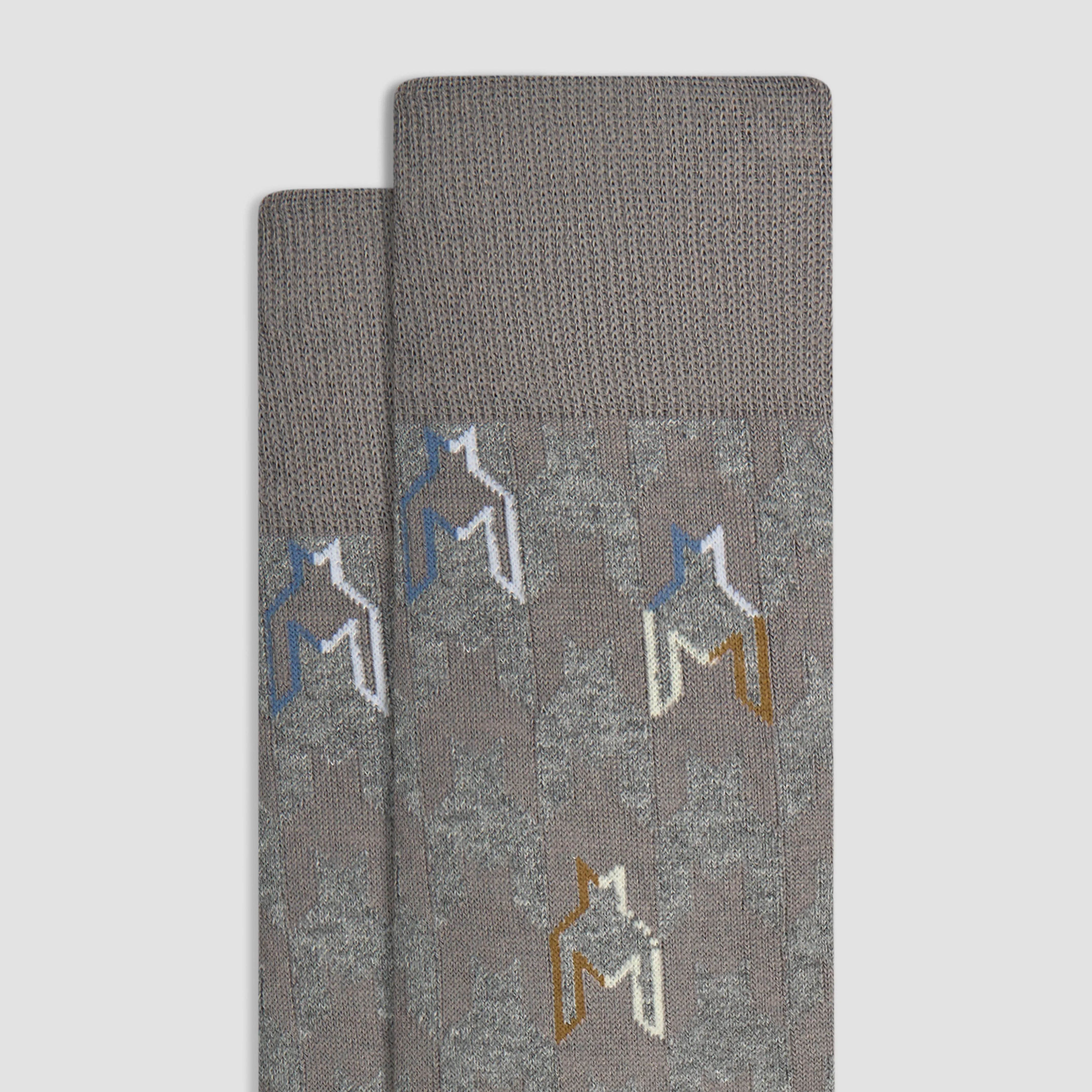 Houndstooth Cashmere Mid-Calf Socks