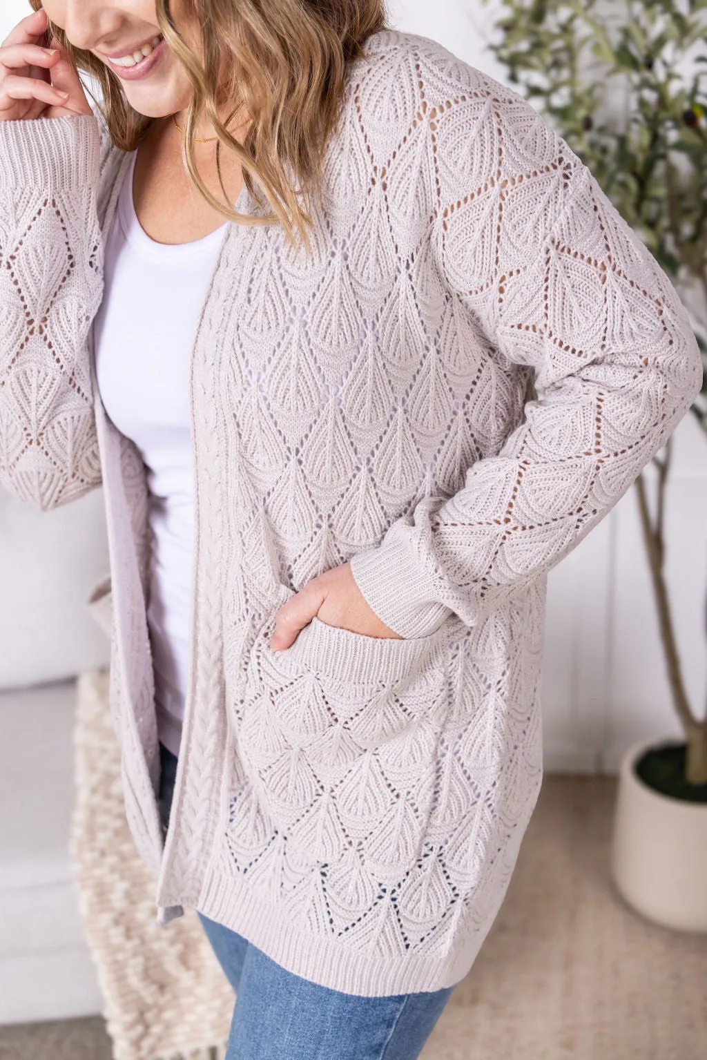 IN PRODUCTION Open Knit Cardigan - Neutral