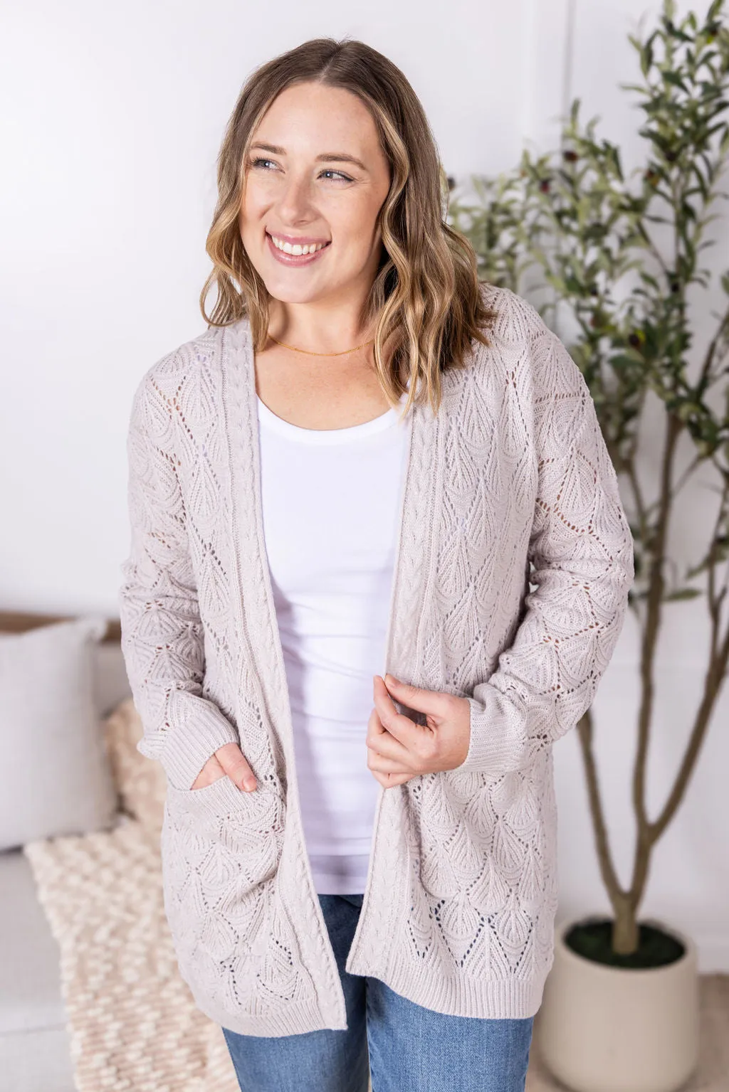 IN PRODUCTION Open Knit Cardigan - Neutral