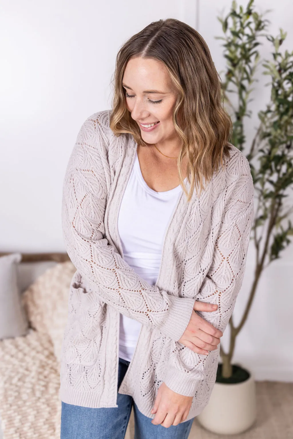 IN PRODUCTION Open Knit Cardigan - Neutral