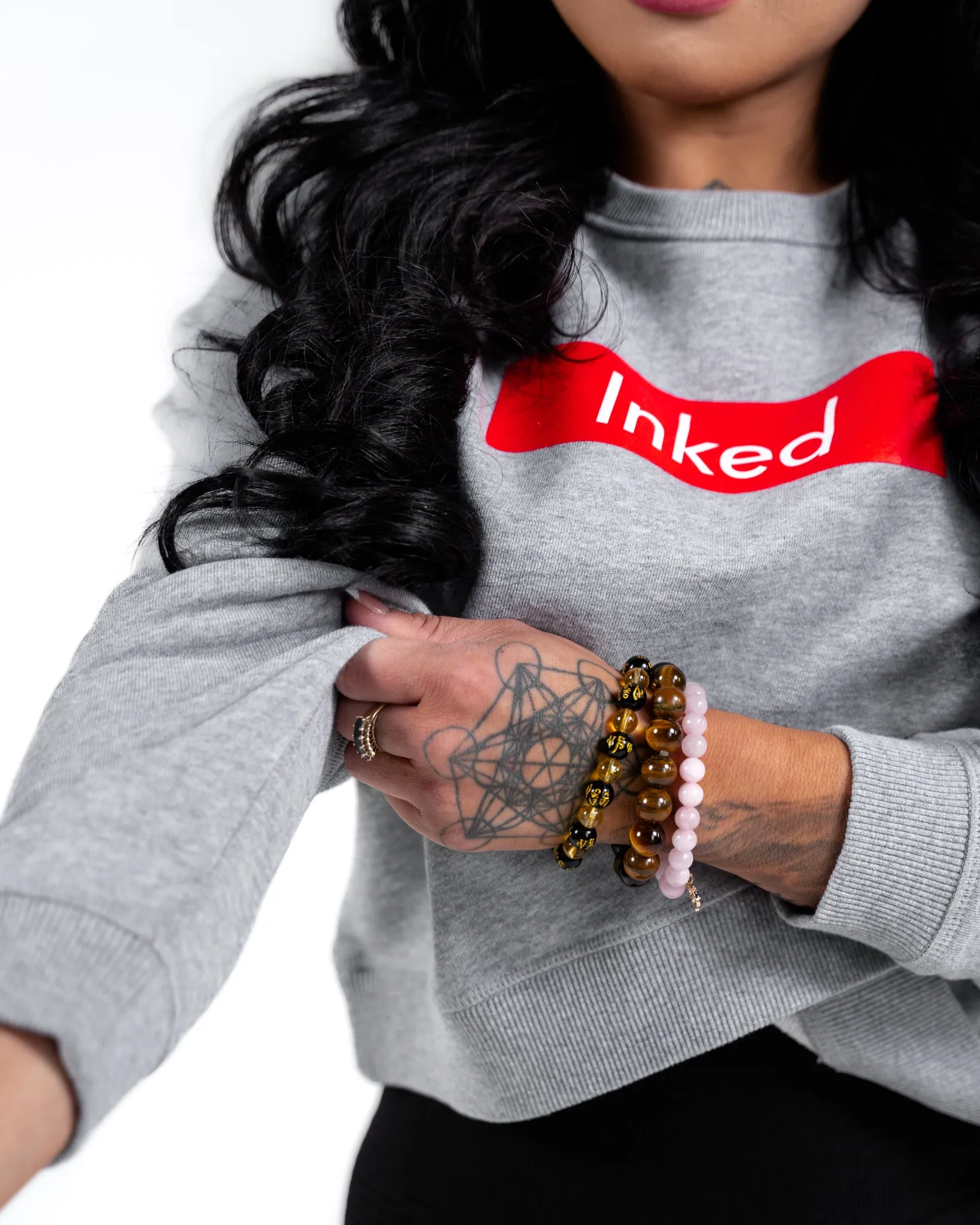 Inked Crop Crew Sweatshirt - Athletic Heather