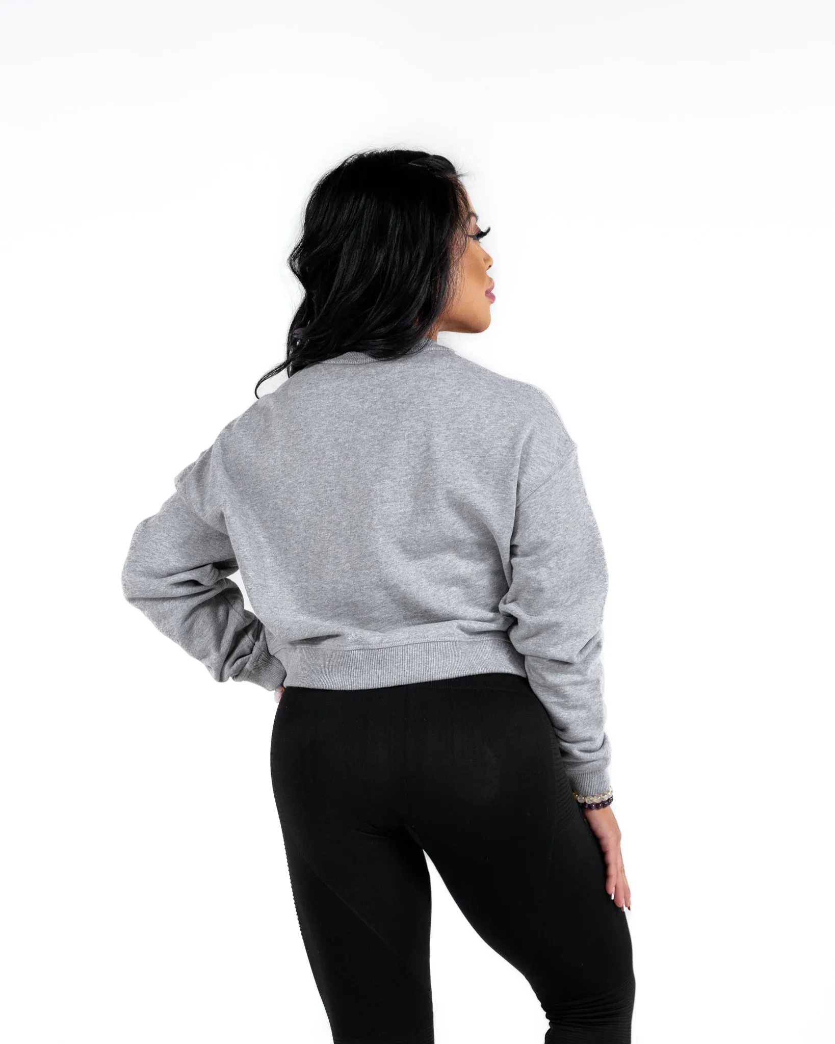 Inked Crop Crew Sweatshirt - Athletic Heather