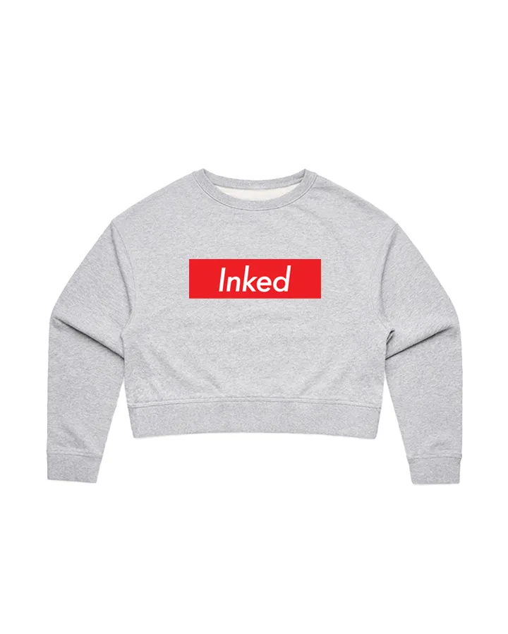Inked Crop Crew Sweatshirt - Athletic Heather