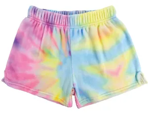 Iscream Pastel Rainbow Tie Dye Plush Shorts