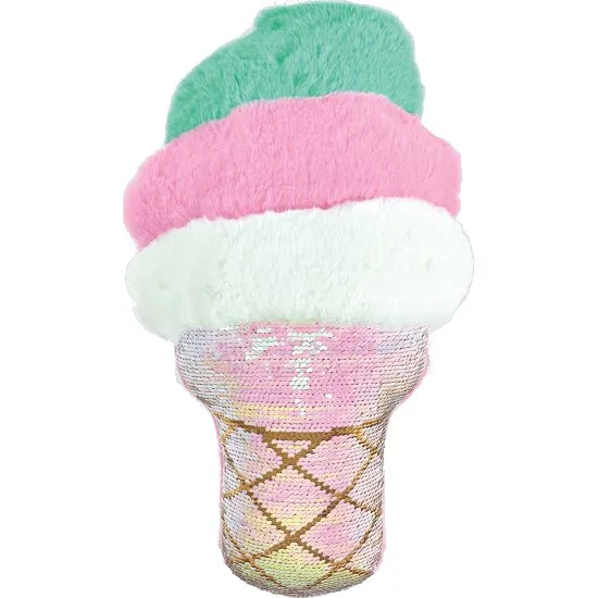 Iscream Swirl Ice Cream Cone Reversible Sequin Pillow