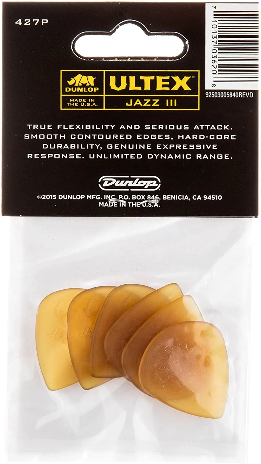 Jim Dunlop 427P1.38 Ultex Jazz III Picks - 1.38 mm, 6 Pack