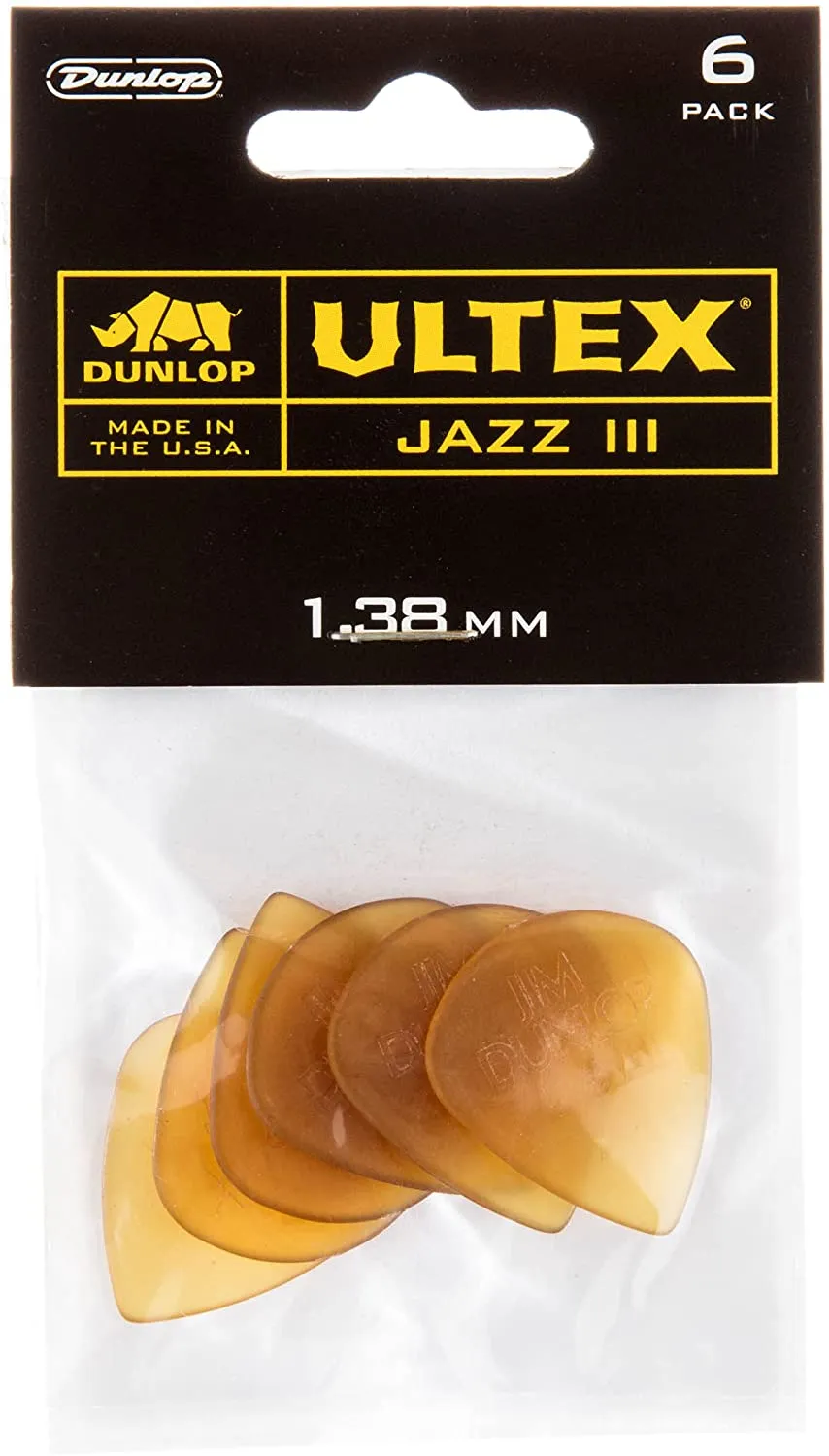 Jim Dunlop 427P1.38 Ultex Jazz III Picks - 1.38 mm, 6 Pack