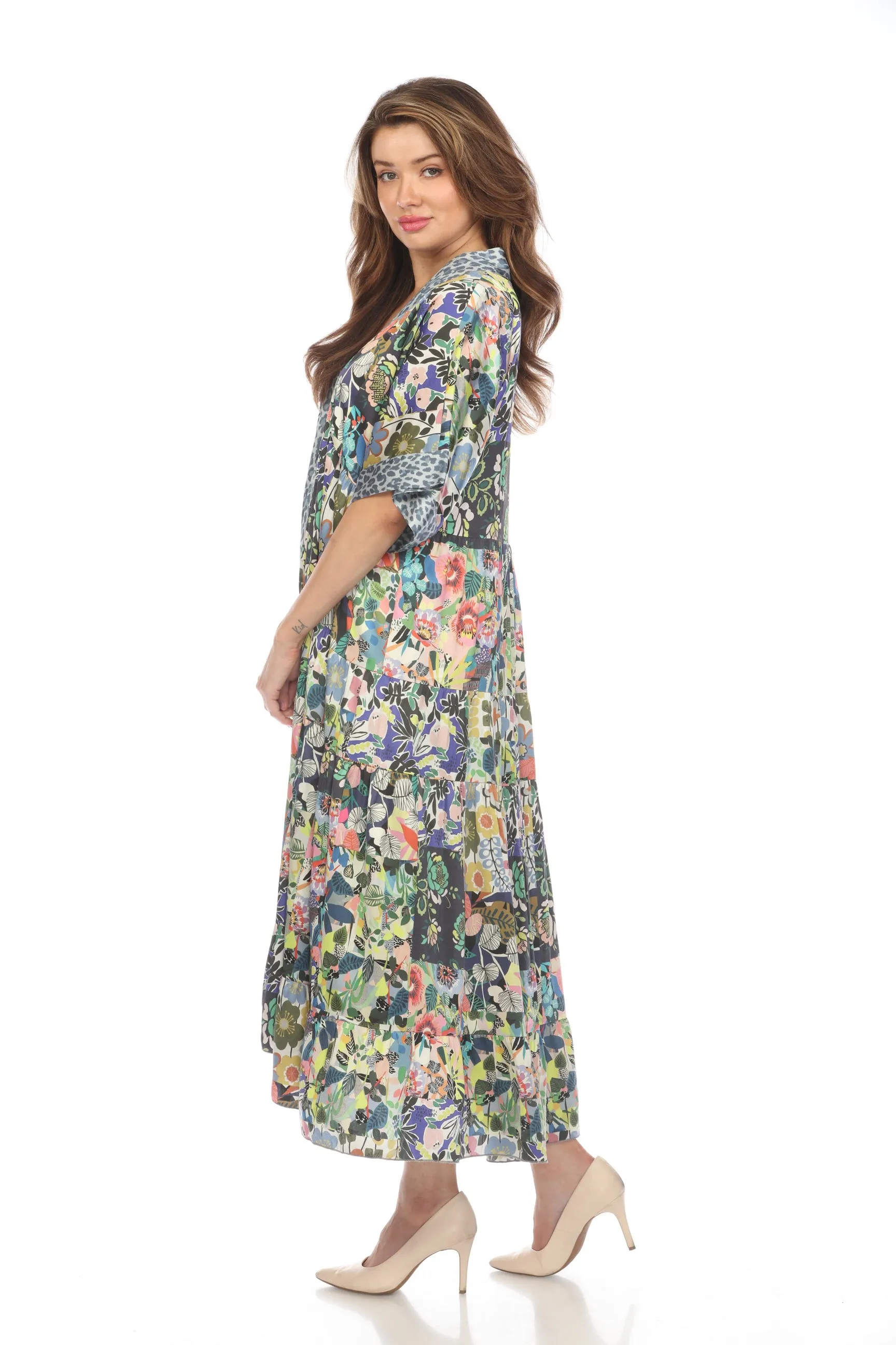 Johnny Was Chelsea Gardens Silk Kimono Dress Boho Chic C49922