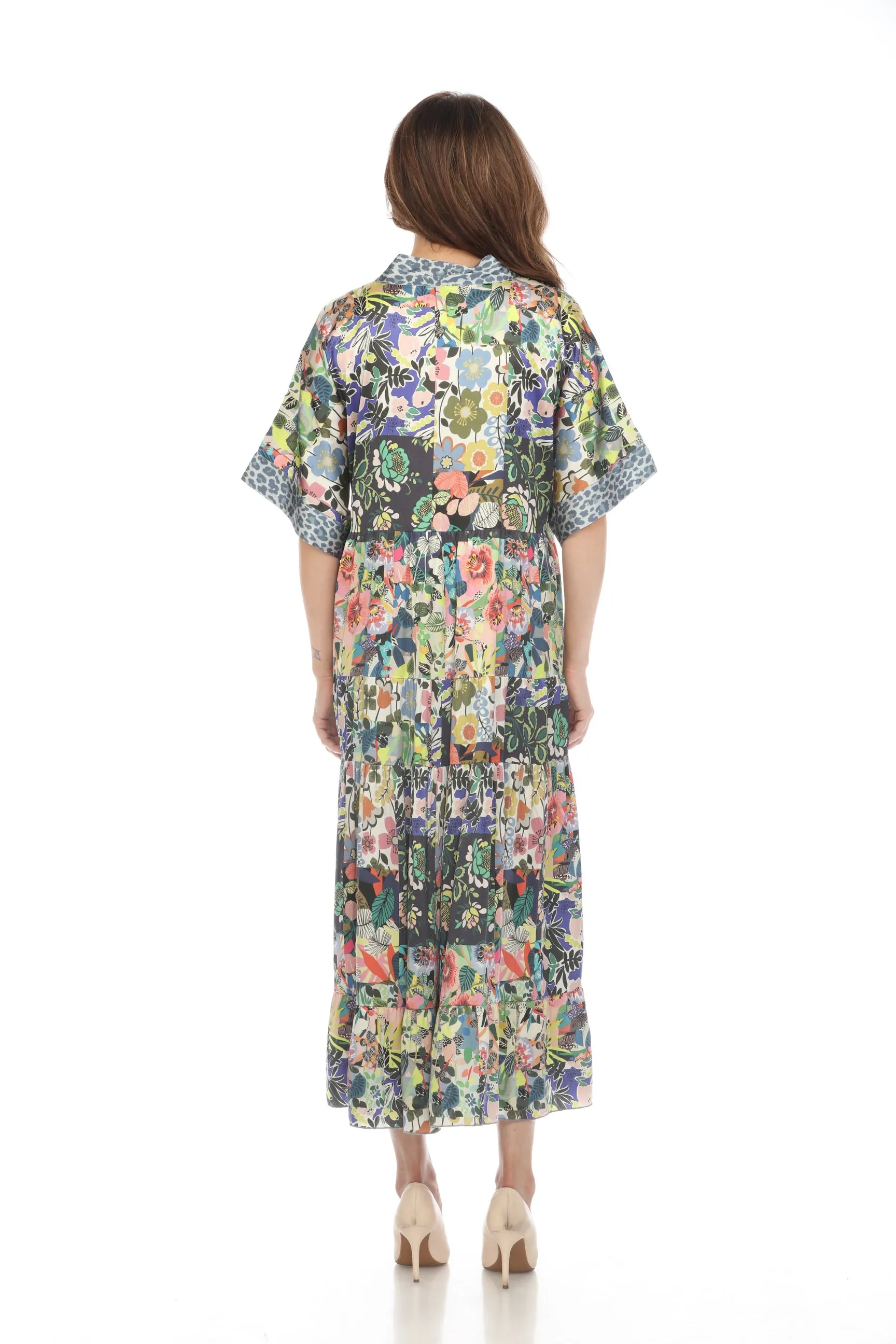 Johnny Was Chelsea Gardens Silk Kimono Dress Boho Chic C49922