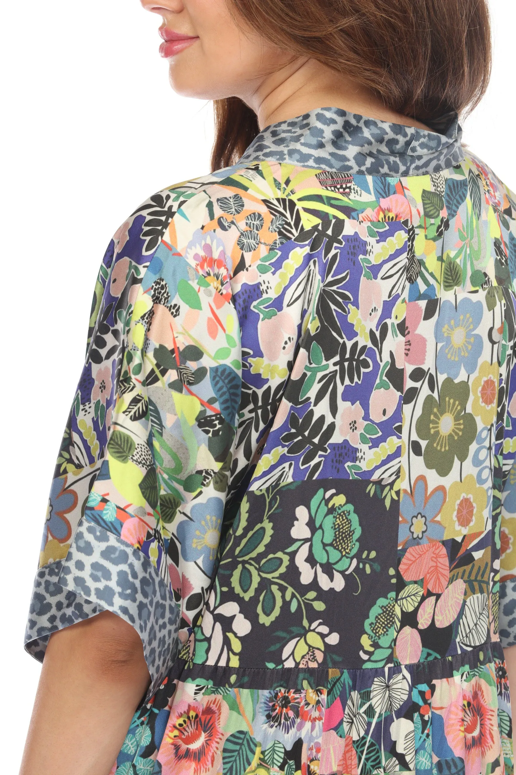 Johnny Was Chelsea Gardens Silk Kimono Dress Boho Chic C49922