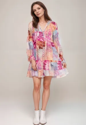 Johnny Was Jade Etta Mini Dress with Elastic Sleeve Cuffs L35723 Boho Chic