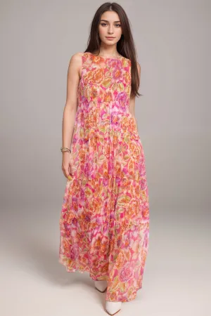 Johnny Was Jade Loran Tiered Floral Silk Maxi Dress Plus Size L36724-4X