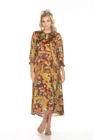 Johnny Was Workshop Salamanca Handkerchief Hem Silk Dress W38923 Boho Chic