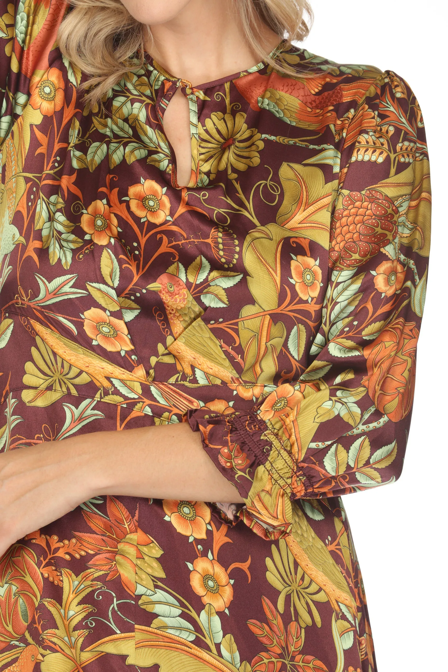 Johnny Was Workshop Salamanca Handkerchief Hem Silk Dress W38923 Boho Chic