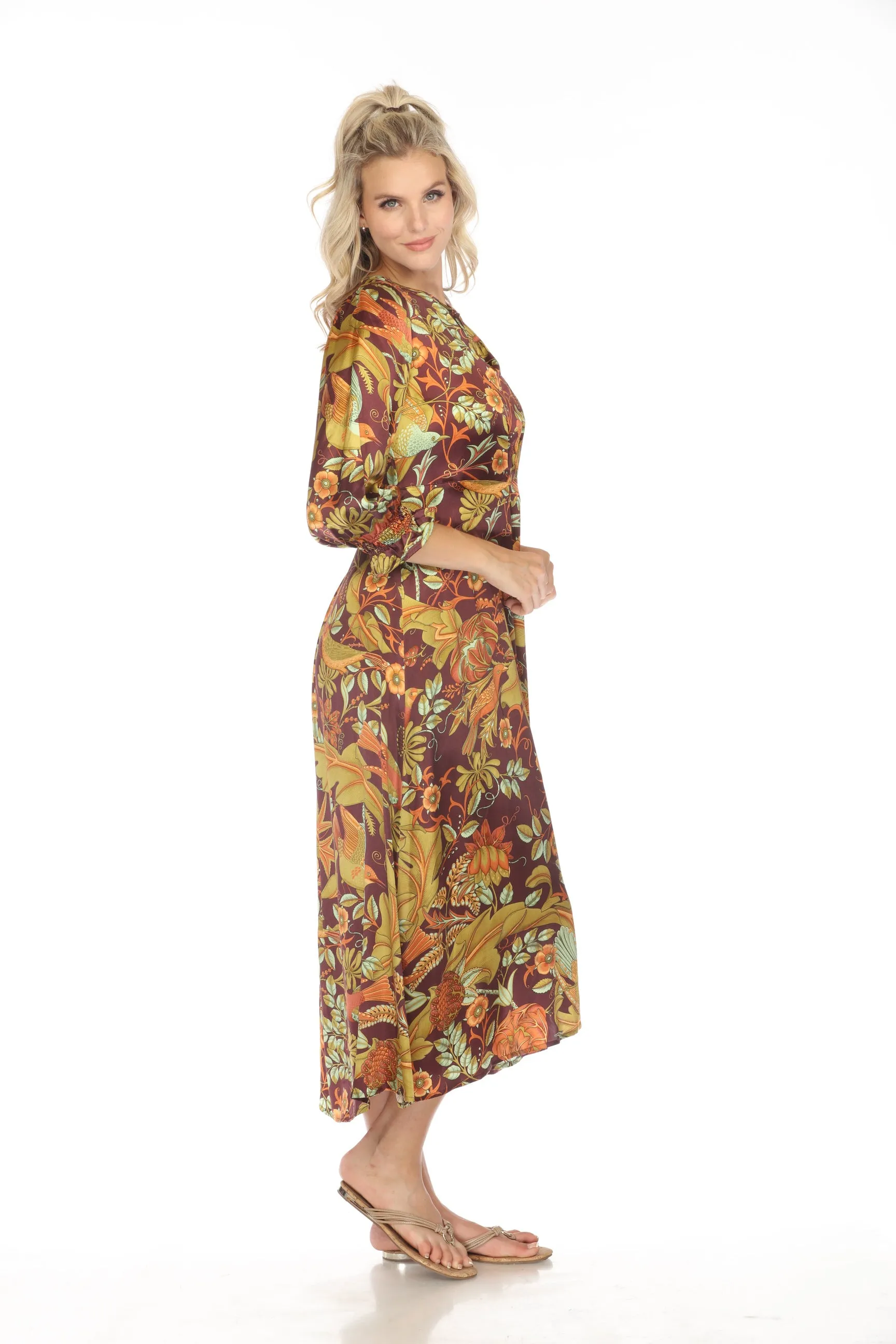 Johnny Was Workshop Salamanca Handkerchief Hem Silk Dress W38923 Boho Chic