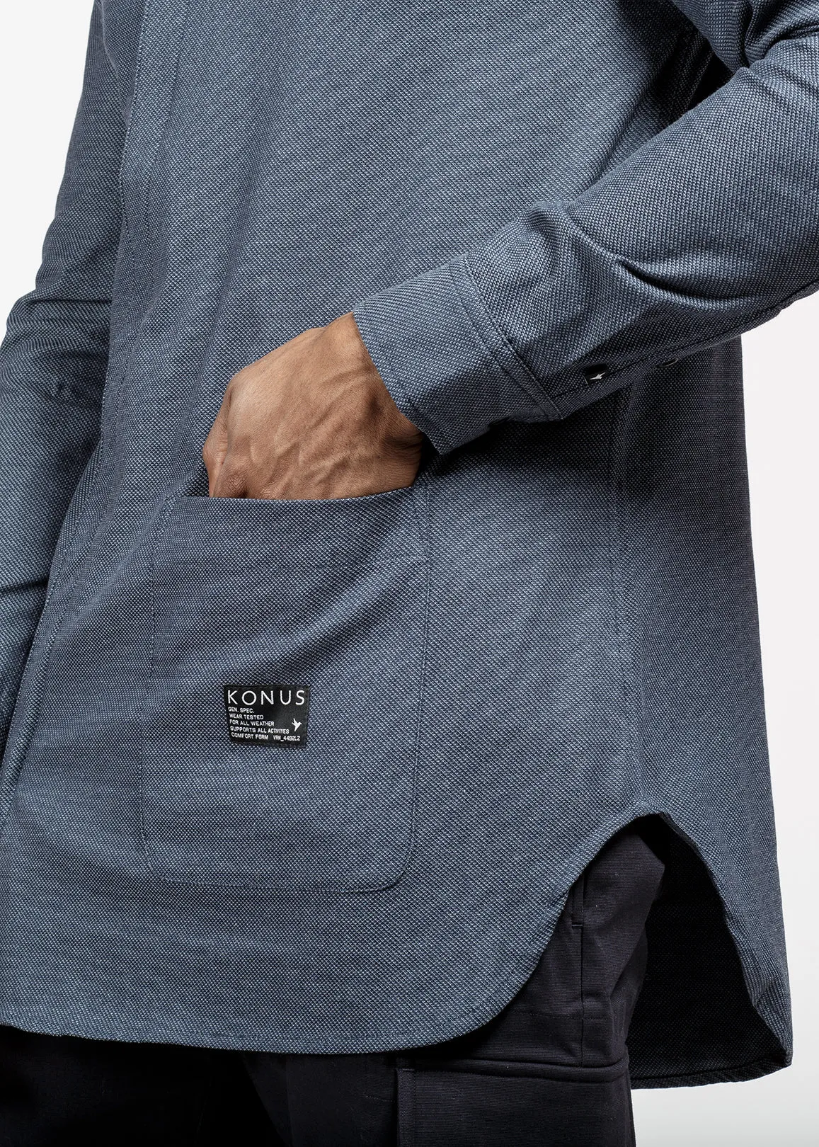 Konus Men's Asymmetrical Zip-up Shirt in Navy