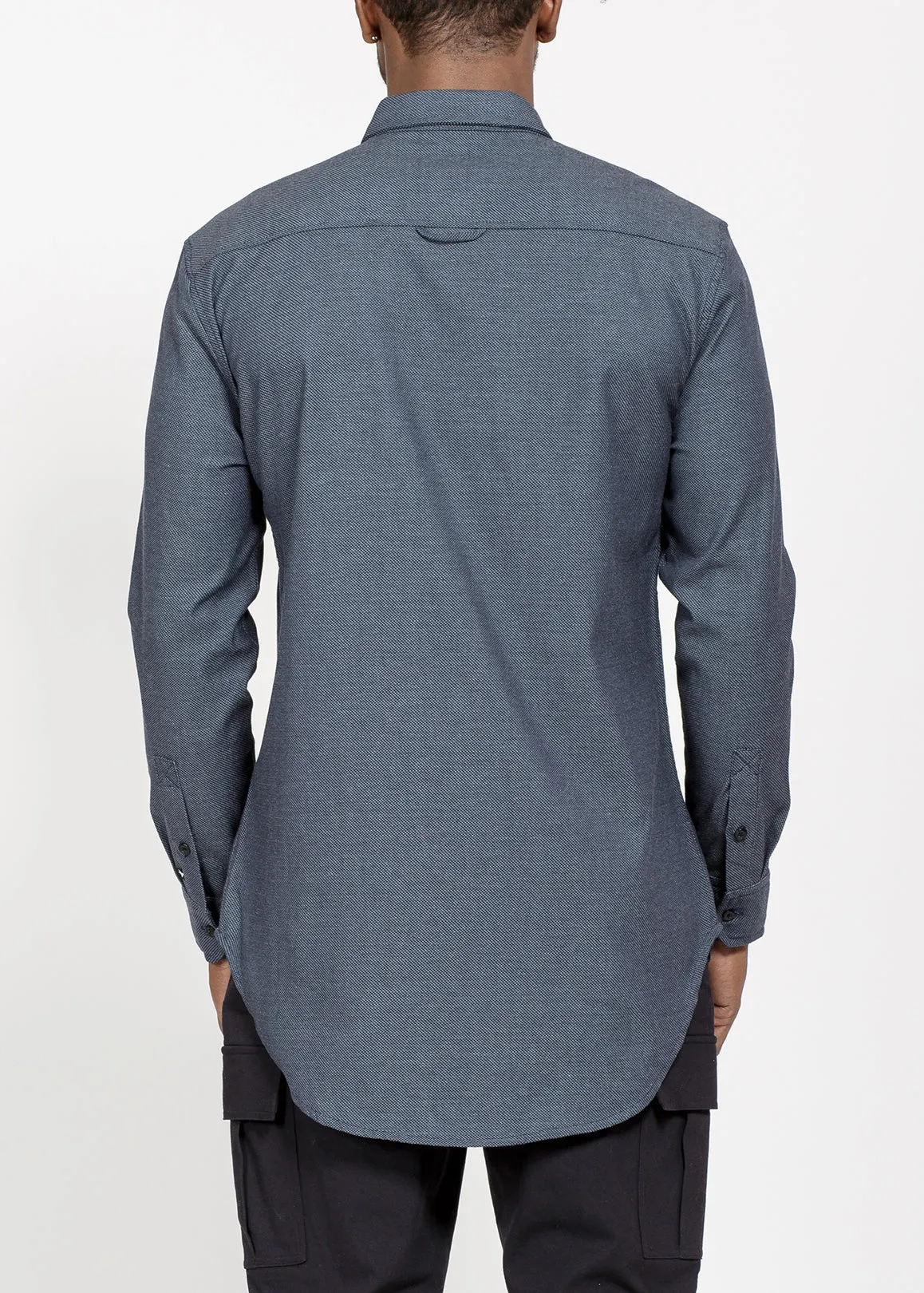 Konus Men's Asymmetrical Zip-up Shirt in Navy