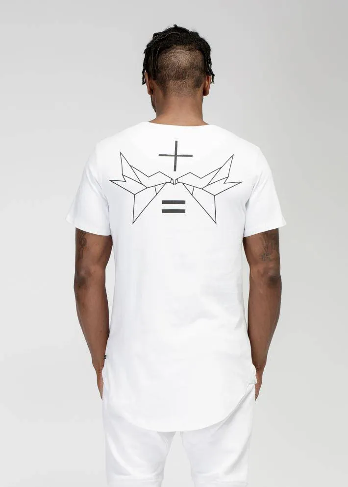 Konus Men's Bird Graphic Curved Hem Tee in White