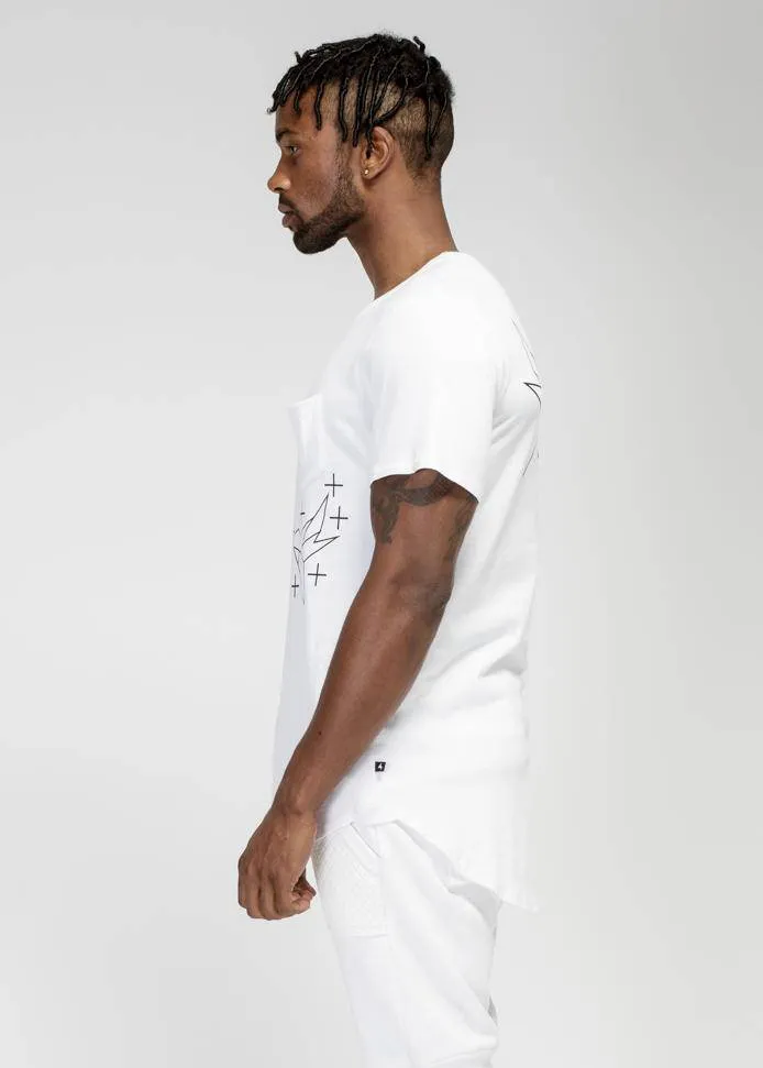 Konus Men's Bird Graphic Curved Hem Tee in White