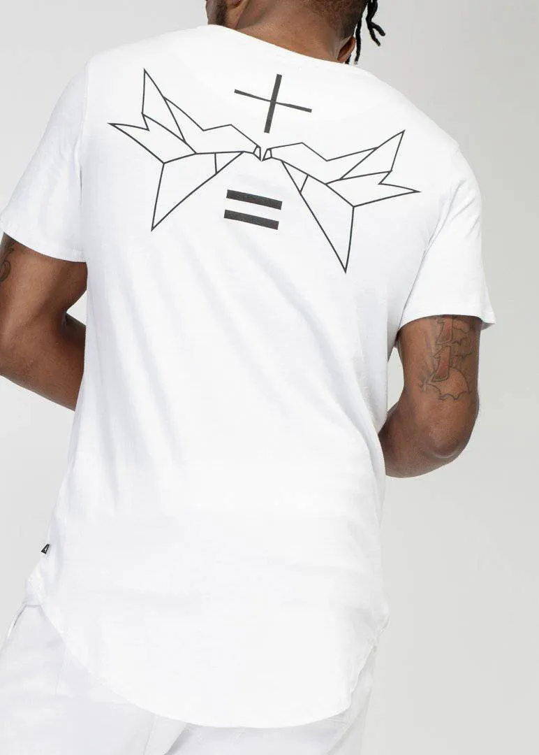 Konus Men's Bird Graphic Curved Hem Tee in White