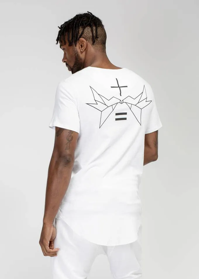 Konus Men's Bird Graphic Curved Hem Tee in White