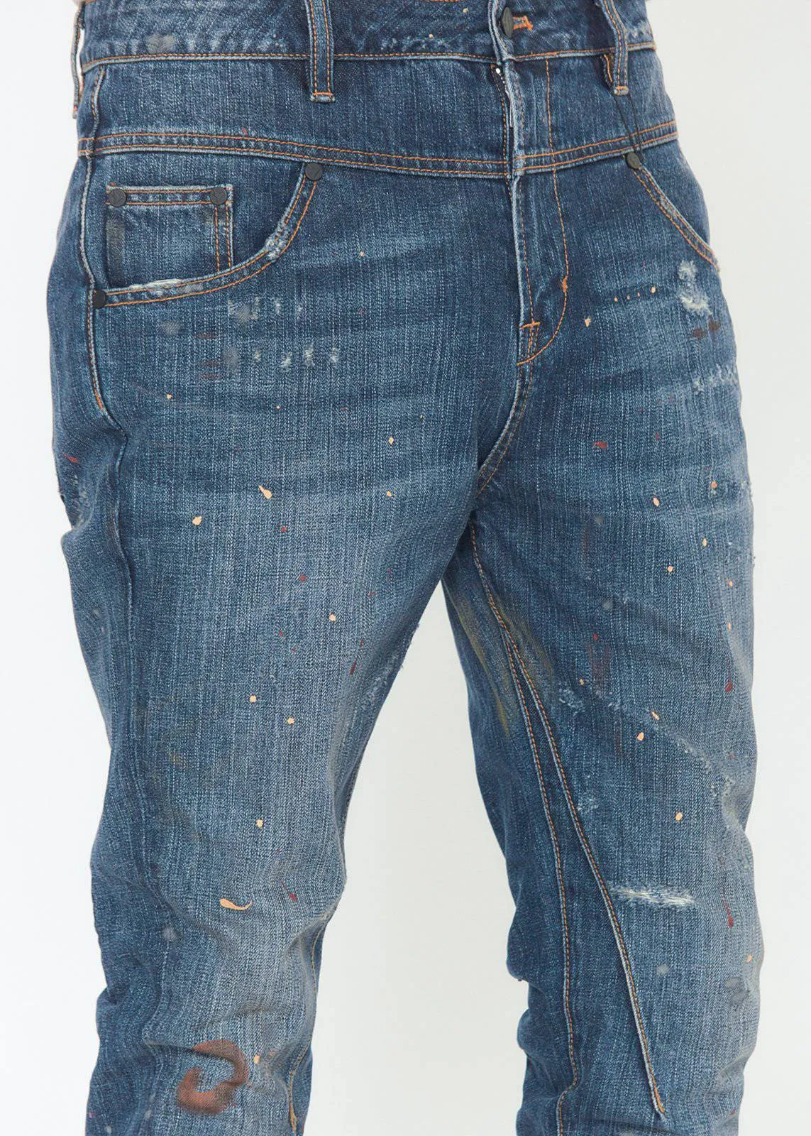 Konus Men's Denim With Paint Splatter  in Blue