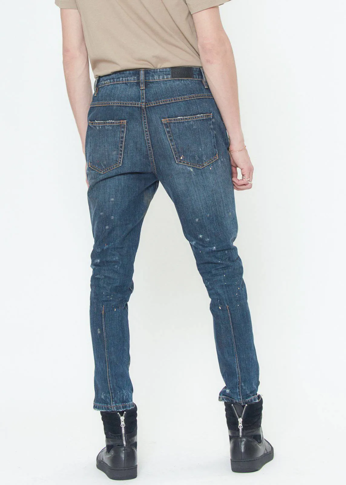 Konus Men's Denim With Paint Splatter  in Blue