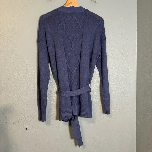 L’Agence Women’s Mica Belted Cable Knit Cardigan Blue
