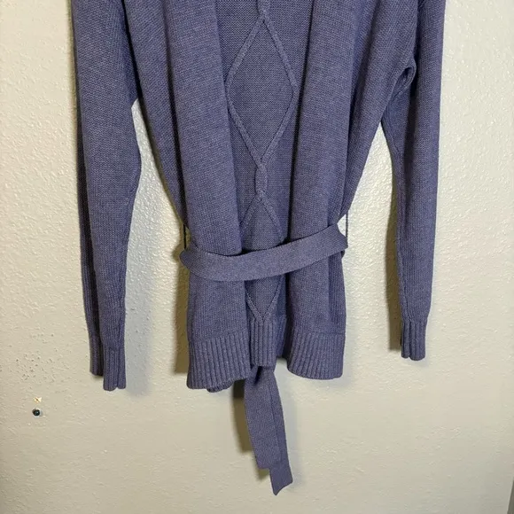L’Agence Women’s Mica Belted Cable Knit Cardigan Blue
