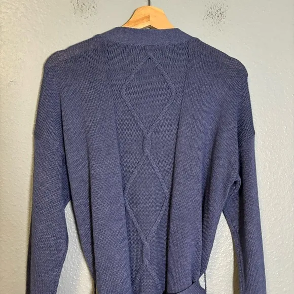 L’Agence Women’s Mica Belted Cable Knit Cardigan Blue